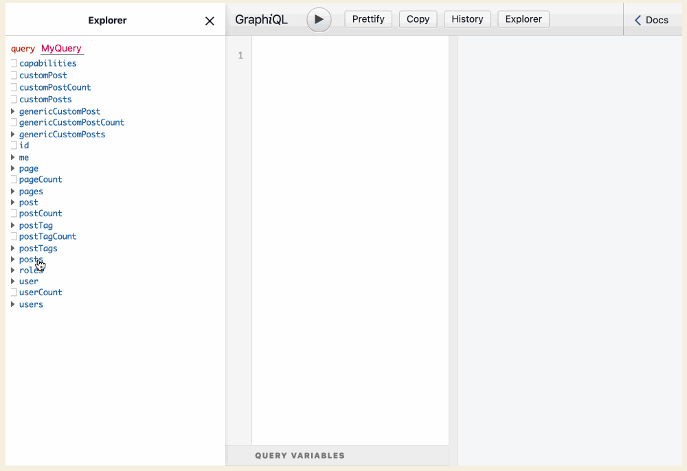 Explorer가 포함된 GraphiQL