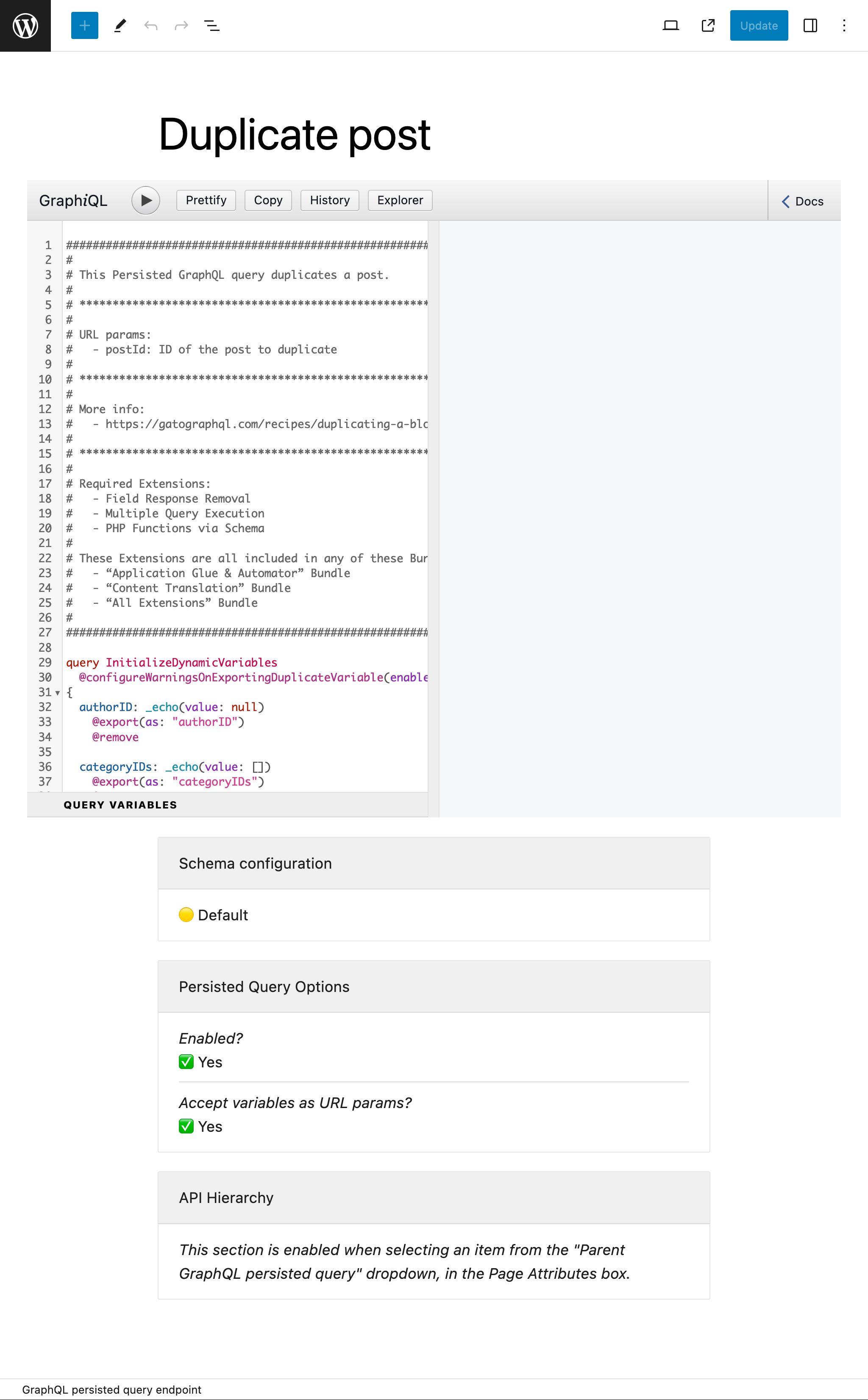 ํธ์ง๊ธฐ ๋ด์ Persisted Query