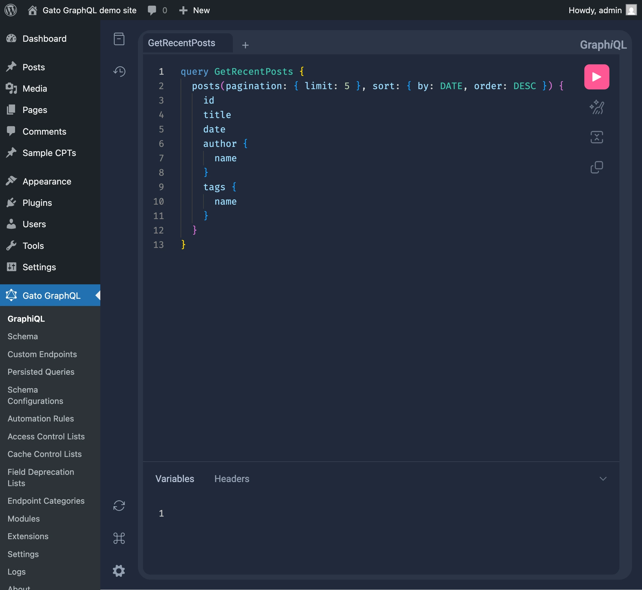 GraphiQL 클라이언트 GraphiQL 클라이언트