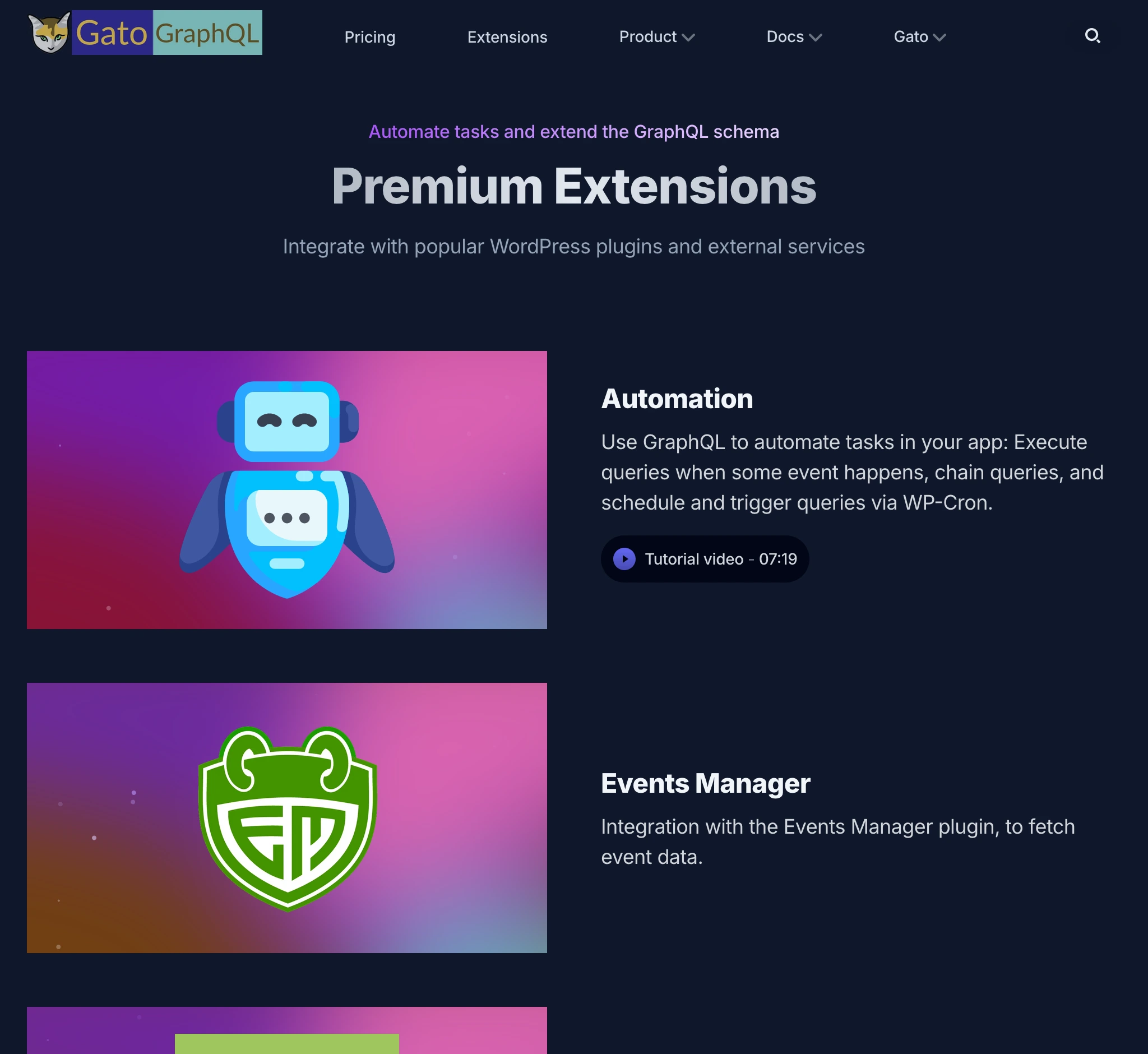 gatographql.com์ Extensions ์น์
