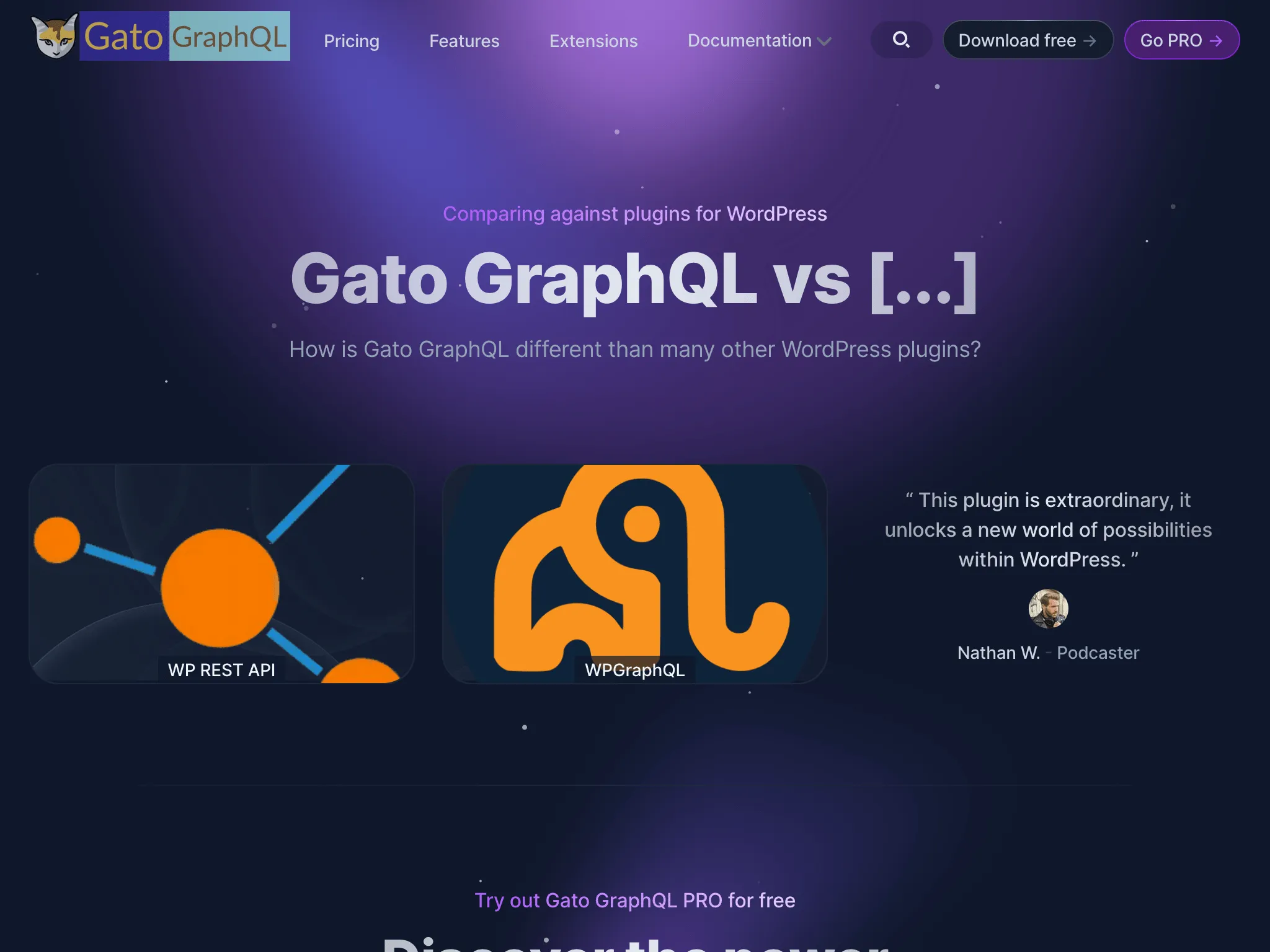 Gato GraphQL ์ ์น์ฌ์ดํธ์ Comparisons ํ์ด์ง
