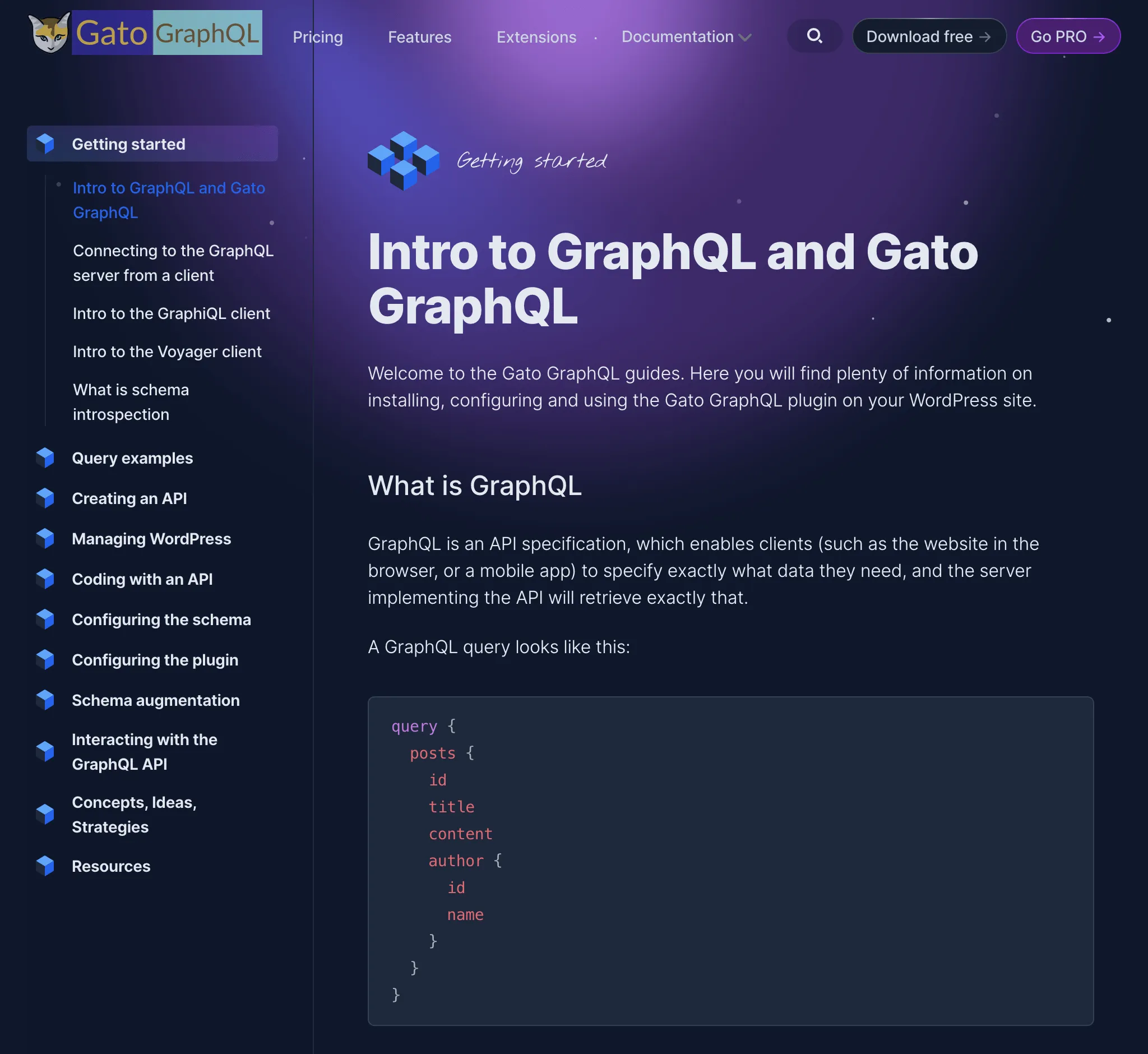 Gato GraphQL ์ ์น์ฌ์ดํธ์ ๋ฌธ์ ์น์
