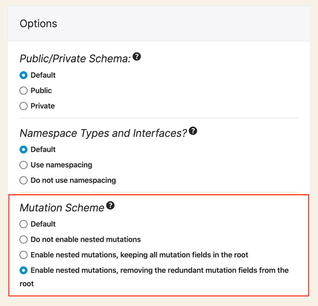 Schema configuration์ Mutation scheme