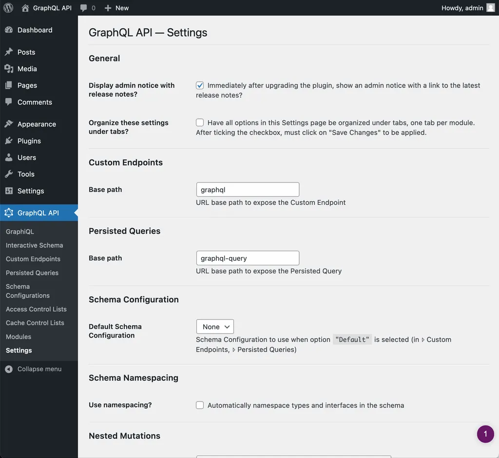 Settings in long format Settings in long format