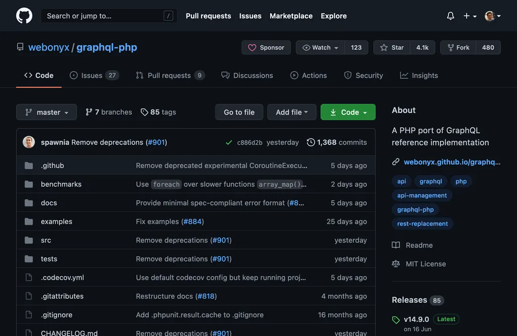 webonyx/graphql-php๋ 'GraphQL ์ฐธ์กฐ ๊ตฌํ์ PHP ํฌํธ'์
๋๋ค webonyx/graphql-php๋ 'GraphQL ์ฐธ์กฐ ๊ตฌํ์ PHP ํฌํธ'์
๋๋ค